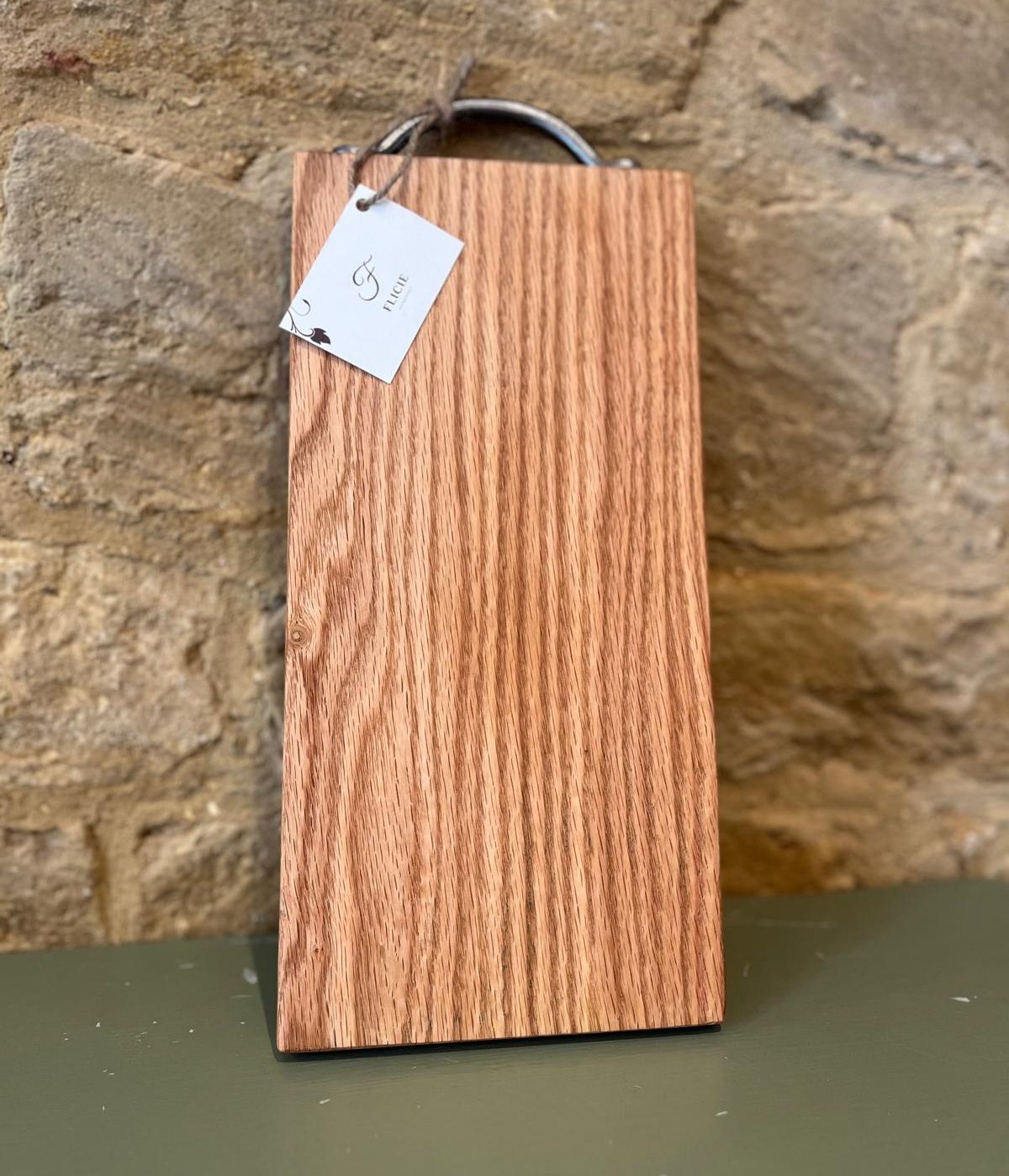 Medium Wooden Charcuterie Board, Rustic Metal Handle, Oak